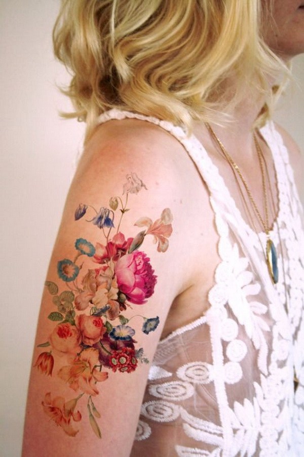 Colorful Flowers Tattoo