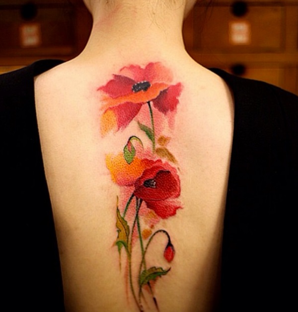 poppy floral tattoo